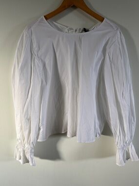Divided White Long-Sleeve Ruffled Cuff Blouse XL New